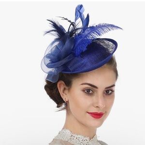 NEW Fascinator Royal Blue Hat with navy blue accents